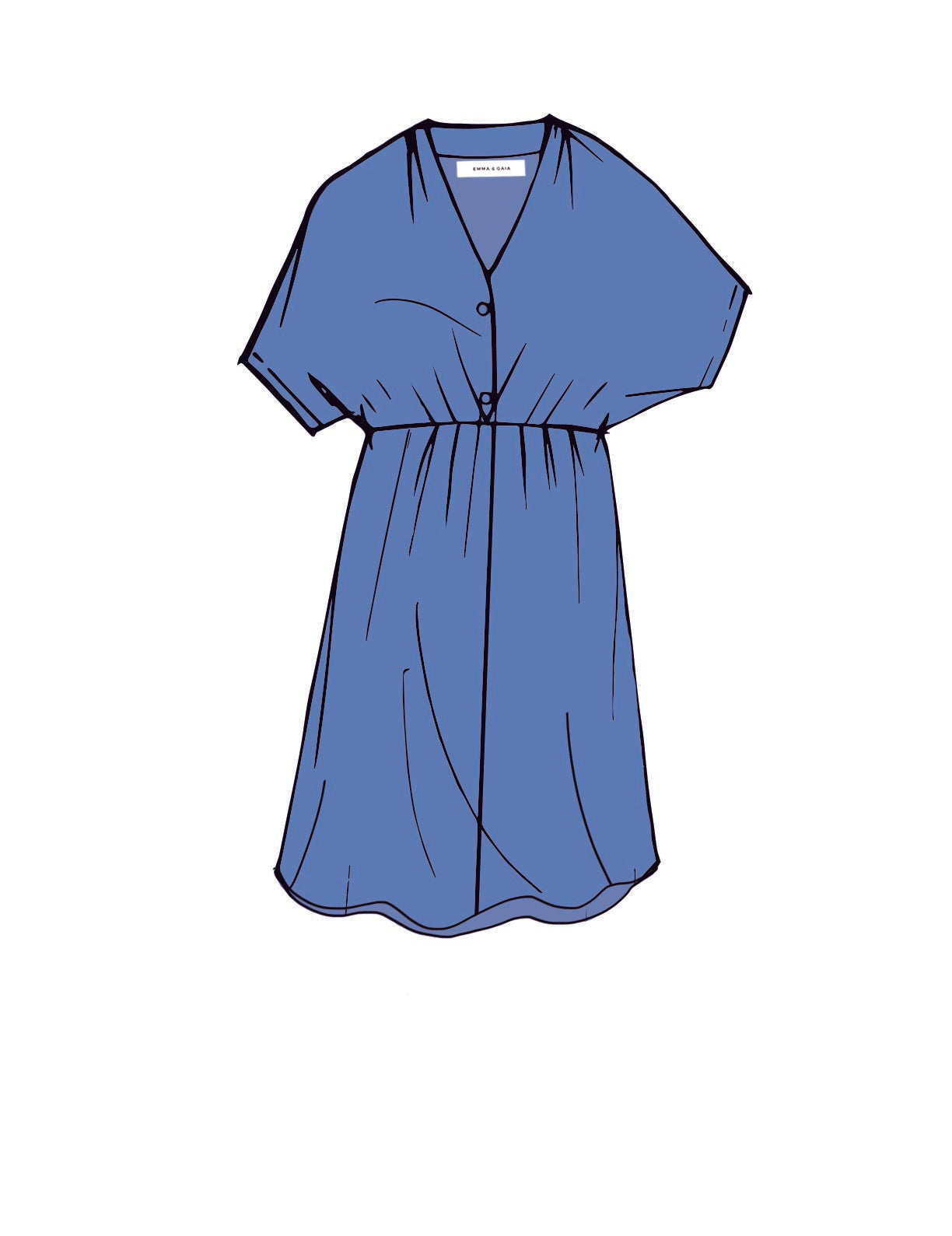 Abito Con Pieghe Davanti E Maniche Kimono